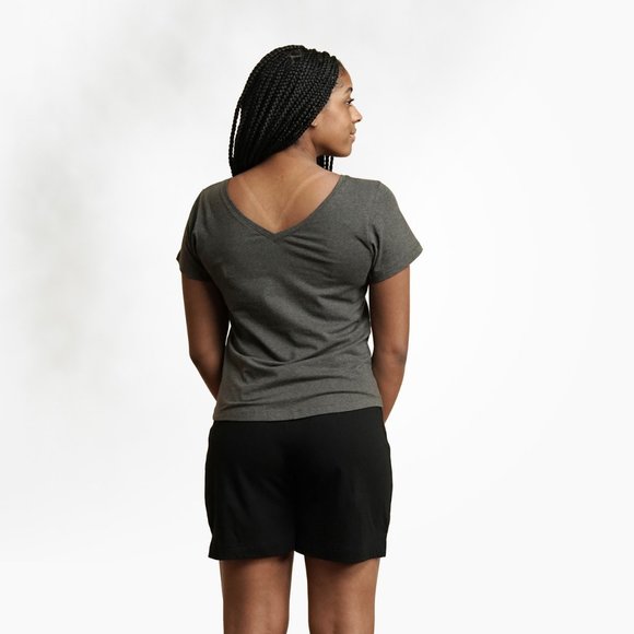 (2/$30) NWT Maggie's Organics grey women's t-shirt (2 in 1: v-neck & crew neck) - Picture 2 of 5